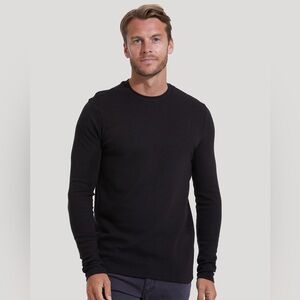 True Classic Black Waffle Long Sleeve Crew Neck M